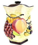 Nonni&#39;s Biscotti Handmade Ceramic Jar W/Top 9 1/2&quot; Tall Fruit Motif - $19.62