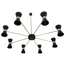 Sputnik Rare Large Double Coned Mid-Century Chandelier in the Art of Stilnovo - £430.49 GBP