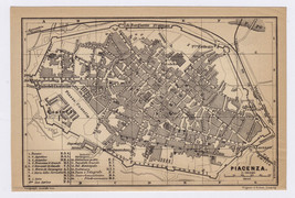 1899 Original Antique City Map Of Piacenza / EMILIA-ROMAGNA / Italy - £16.44 GBP