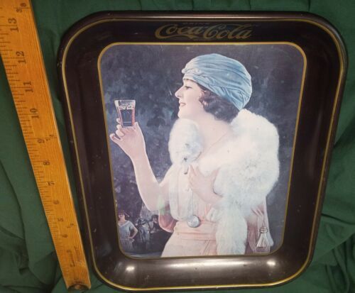 Primary image for Vintage Metal Coca-Cola Serving Tray with Woman ~ Circa 1970's
