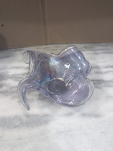 Opulent Lavender Clear Glass Bowl, Murano Inspired, Unique Free Form Dec... - $34.65