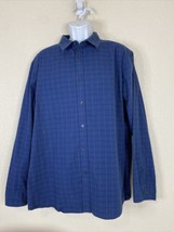 Apt 9 Men Size XXL Blue Check Button Up Slim Fit Shirt Long Sleeve Premier Flex - £5.80 GBP