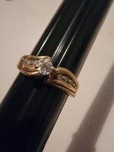 10k Gold Ring With Clear Gemstone Diamond Size 7 VTG See Description  - £231.18 GBP
