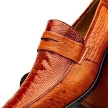 Fangio Classic Penny Loafer Genuine Ostrich Leg Quil Cognac image 3