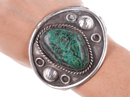 6.75&quot; 50&#39;s-60&#39;s Edward Benally Navajo silver and chrysocolla bracelet - $425.70