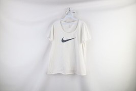 Nike Womens XL Distressed Big Swoosh Logo Short Sleeve T-Shirt White Cotton - $470.20 MXN