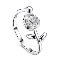 925 Sterling Argento Massiccio Fiore Rosa Nozze Anello Fidanzamento Rego... - $30.60