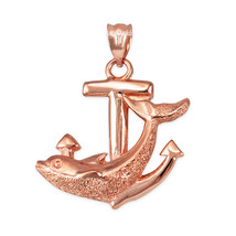 10K Rose Gold Mariner Anchor Dolphin Pendant - £168.96 GBP