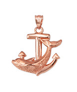 10K Rose Gold Mariner Anchor Dolphin Pendant - €211,66 EUR