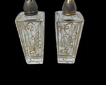 Crystal salt pepper shakers gold lily of the valley design vintage MCM W... - $24.74