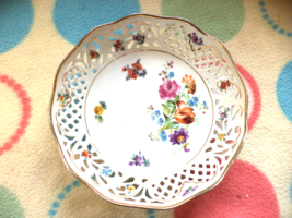 Schumann Chateau Dresden Pierced Porcelain Bowl Floral Decoration - £14.64 GBP