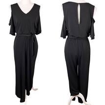 Calvin Klein Jumpsuit 8 Black Cold Shoulder Stretch Belt V-Neck - $47.40 CAD