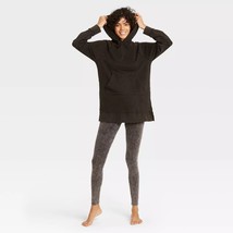 Women&#39;s Lounge Tunic Distressed Hooded Sweatshirt Hoodie Colsie Black Medium - £9.43 GBP