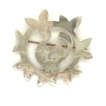 Vintage Signed Sterling Handmade Art Deco Modern Floral Ornate Shape Brooch Pin - £65.79 GBP