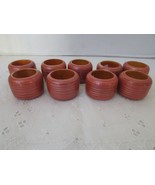 9 AUKEY PLASTIC ROUND RIBBED NAPKIN RINGS DARK PEACH COLOR - $8.07 CAD