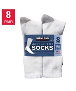 Men&#39;s Kirkland Signature Athletic Crew Socks 8-pair, White Ft Size 8-12 ... - $36.98 CAD