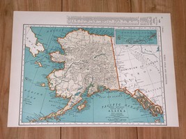 1941 Vintage Map Of Alaska Anchorage Juneau Fairbanks / Wyoming Yellowstone Park - £13.75 GBP