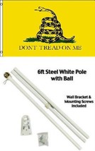 2x3 2&#39;x3&#39; Gadsden Yellow Snake Don&#39;t Tread Flag White Pole Kit Gold Ball Top PRE - £24.00 GBP