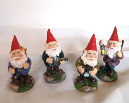Gnomes Miniatures Figurines Flowers Water Can Camera Lantern 3 1/4&quot; set of 4 - £18.26 GBP