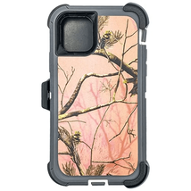 Heavy Duty Camo Case w/Clip Holster PINK/PINE For iPhone 12/12 Pro - £6.73 GBP