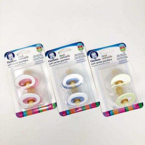 Gerber First Essentials Soft-Center Pacifier GREEN &amp; WHITE 0-6 Months, 2... - $40.35
