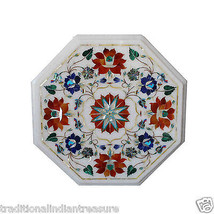 12&quot; Marble Coffee Table Top Pietra Dura Marquetry Hakik Inlaid Stone Decorative - £266.35 GBP