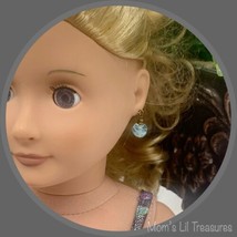 Turquoise Blue White Swirl Dangle Doll Earrings • 18 Inch Fashion Doll J... - £3.85 GBP