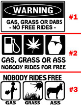 No Free Rides Warning Vinyl Decal Sticker Car Window Bumper Gas Grass As... - £3.70 GBP+