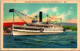 Steamer Horicon And Mohican On Lake George C.W. Hughes &amp; Co. Linen Postcard - $3.91