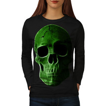 Green Skeleton Rock Skull Tee Devil Head Women Long Sleeve T-shirt - $14.99