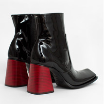 British Style Contrast Color Patent Leather Square Toe Chunky High Heels Women B - £92.15 GBP