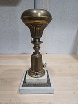 Antique 1800 Gilded Brass 2 Step Marble Electrified American Astral Oil Lamp - $228.73