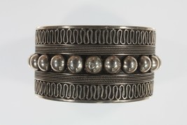 Handmade Wide Sukawati Lace w/Beads Sterling Silver Cuff Bracelet! 55.6g - £298.47 GBP