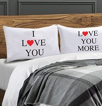 Lady Sandra Home Fashions I Love You Pillow Case Set Includes (2) 20&quot; x 30&quot; Pill - £12.01 GBP