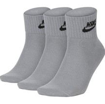  Nike Everyday Essential Ankle Men Socks Swoosh Gray Athletic SK0110 056 Sz M - £13.66 GBP