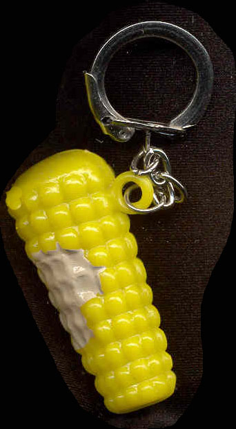 CORN-on-the-COB KEYCHAIN-Vintage Funky Food Novelty Jewelry-HUGE - $5.97