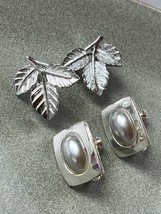 Lot of Napier Marked Faux Gray Oval Pearl in Square SIlvertone Frame & Sarah Cov - $13.09