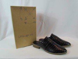 NIB Indigo Rd. Black Faux Animal Print Stacked Low Heel Mule Slide 9M - £28.38 GBP