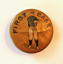 Vtg. 1890 PD1 Baseball Player First Base Position Celluloid Souvenir Pin... - $85.45