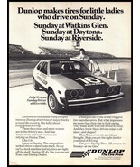 1977 Magazine Print Ad - Dunlop Tires, Judy Stropus at Riverside with VW... - $139.57 MXN