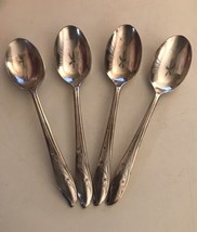SPRINGTIME by 1847 Rogers Bros Silverplate 4 Teaspoons 6&quot; Floral Design ... - £12.52 GBP