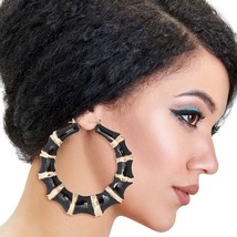 Black Color Bamboo Hoops - $39.49