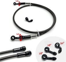 AN3 28 90 Degree M10 Stainless Steel Braided Motorcycle Brake Hose Line ... - $14.80