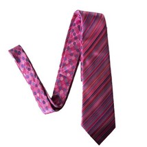 Bugatchi Men’s Pink Blue Necktie Striped Polka Dot 100% Silk Tie Made In ITALY - £13.23 GBP