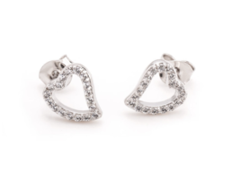 Open Heart Cubic Zirconia Earrings: Sterling Silver, 24K Gold, Rose Gold - £63.20 GBP