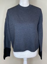 Eileen Fisher NWT $268 Merino Wool Crew Neck Boxtop Sweater sz XXS Grey Black J7 - £93.83 GBP