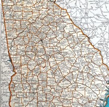 Georgia North America Map 1935 Atlas United States 14 x 11&quot; LGAD99 - £39.30 GBP