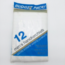 Vintage Kmart Men’s Satin Stripe White on White Handkerchiefs Pack of 12 Hankie - £18.90 GBP