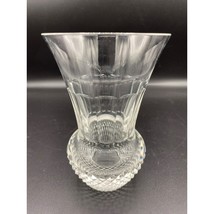 Vintage set of 3 Blown Glass Diamond point Cross hatch Vases Crystal Glass - $49.47