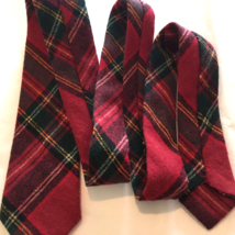 Red Plaid Wool Tartan Neck Tie. AMANA Colonies  Iowa Vintage eeuc 57&quot; - £7.77 GBP